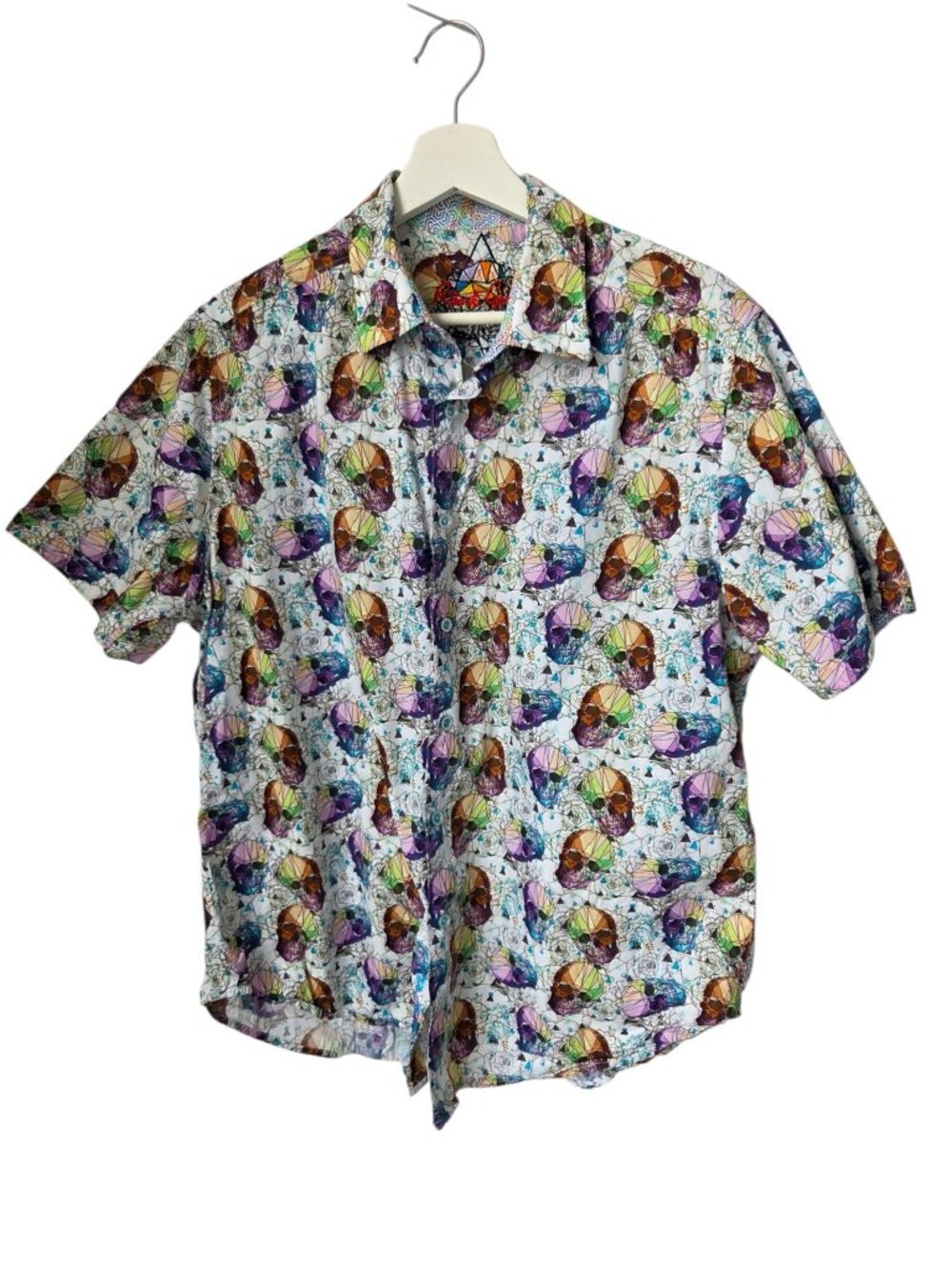 Robert Graham Classic Fit Limited Edition Skull Print Short-Sleeve Button-Down L